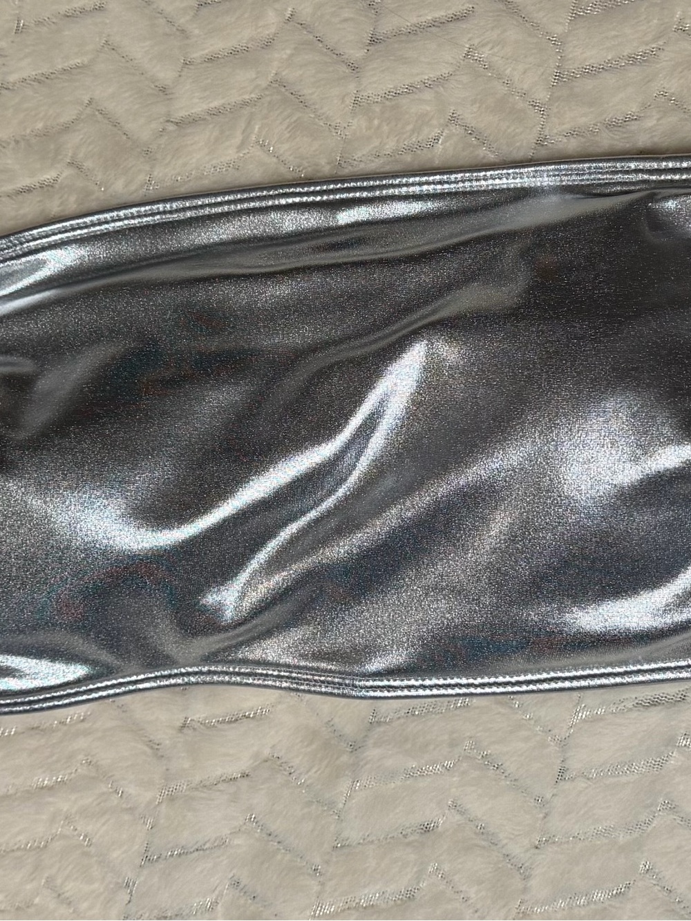 SHEIN Metallic Silver Strapless Crop / tube Top for raves or music festivals
